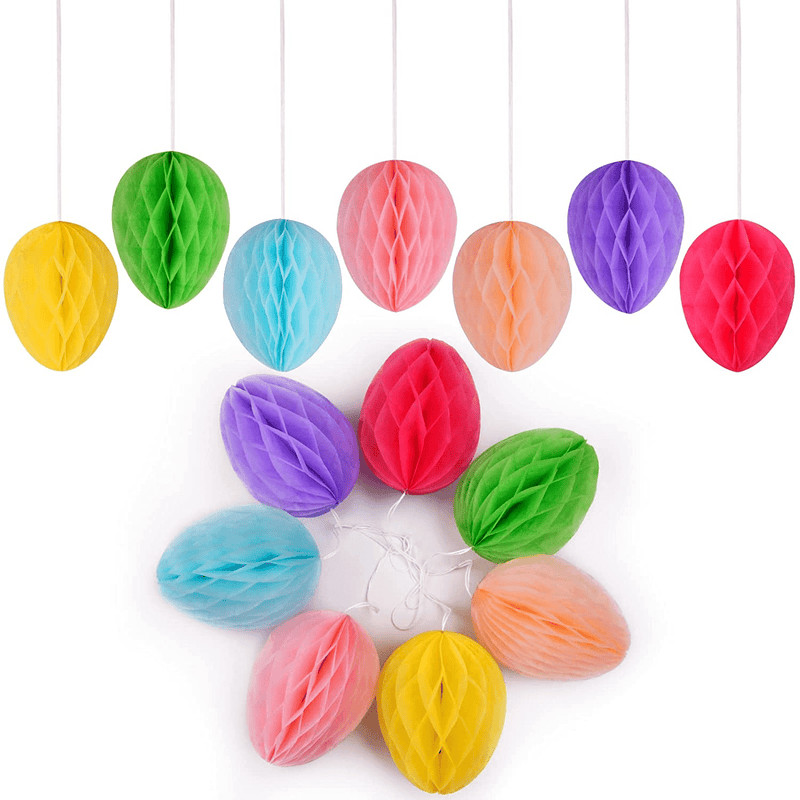 14 Pcs Easter Basket Stuffers,Easter Decorations Egg Hanging Ornaments,Colorful Tiny Honeycomb Balls Easter Tree,Easter Decorations Clearance for Kids School Home Gardening Office Party Supplies Gifts
