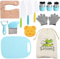 14 Pieces Wooden Kids Kitchen Knife, Kids Knife Set with Gloves Cutting Board Fruit Vegetable Crinkle Cutters Serrated Edges Plastic Toddler Knifes for Real Cooking Kid Safe Knives - Crocodile Home & Garden > Kitchen & Dining > Kitchen Tools & Utensils > Kitchen Knives SuhctuptxKidsKnivesSet Elephant  