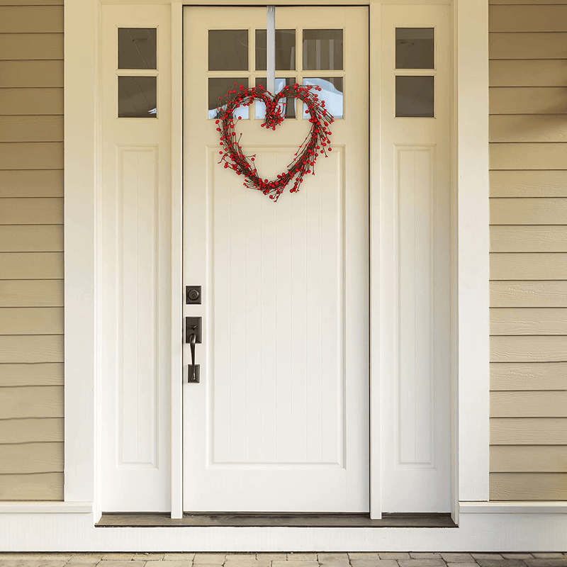 14" Valentines Wreath for Front Door Heart Wreath, Grapevine Red Berry for Indoor Outdoor Decorations, Valentines Day Heart Shaped Wreath Sign Wall Decor by 4E'S Novelty
