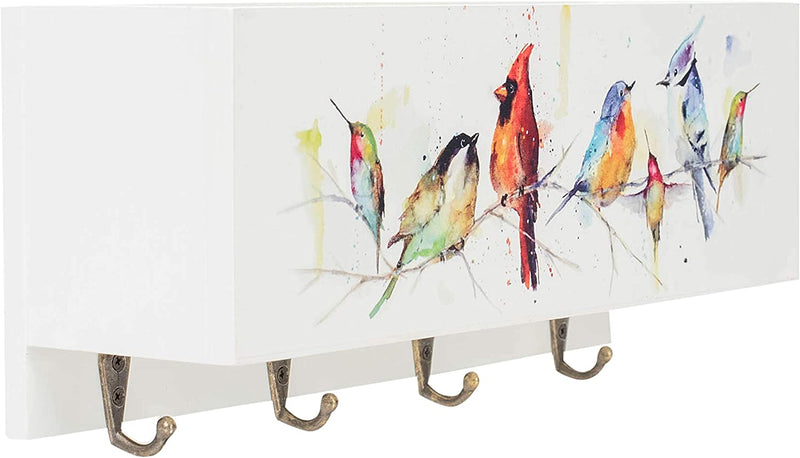 DEMDACO Dean Crouser Little Birds on a Branch Cardinal Nuthatch Bluejay Watercolor 10 X 4 Wood Mail Storage Organizer with Key Hooks Home & Garden > Household Supplies > Storage & Organization DEMDACO   