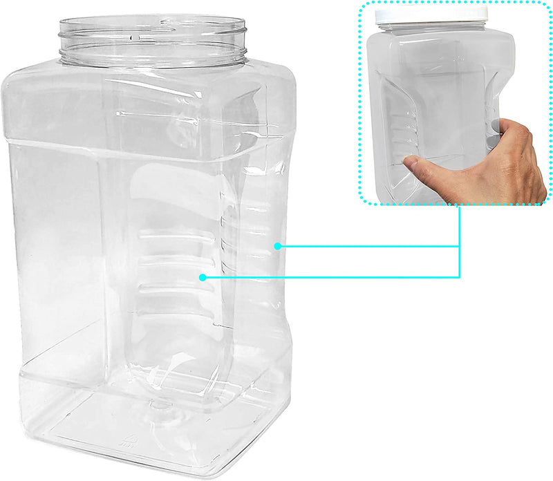 Ljdeals 1 Gallon Clear Plastic Storage Containers Grip Jars, Wide Mouth Square Canisters, Pack of 2, BPA Free, Food Safe, Made in USA Home & Garden > Decor > Decorative Jars ljdeals   