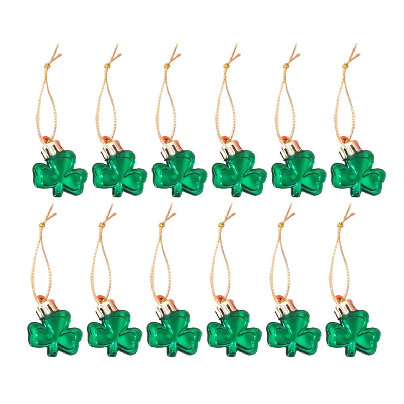 DTOWER 12 Pieces Valentines Day Ornaments for Tree St.Patrick'S Day Porch Shamrock Wall Decor Good Luck Clover Shelf Festival Pendant Light Green Home & Garden > Decor > Seasonal & Holiday Decorations DTOWER Matte  