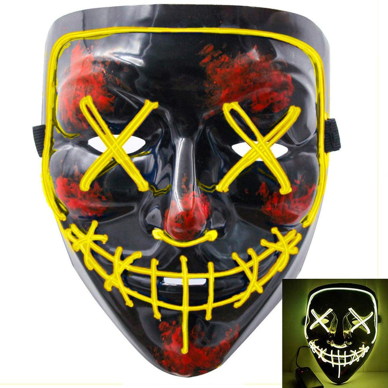 Tagital Halloween Mask LED Light up Funny Masks the Purge Movie Scary Festival Costume Apparel & Accessories > Costumes & Accessories > Masks Tagital Yellow  