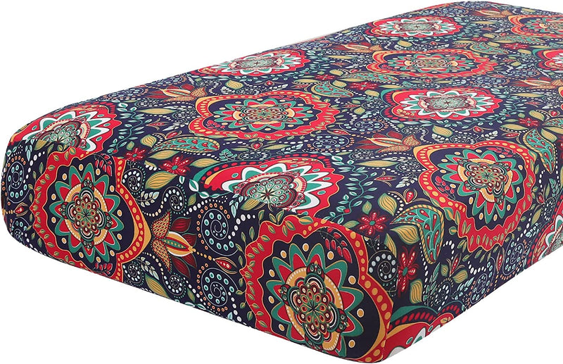 Hyha Printed Sofa Couch Cushion Covers Replacement Chair Cushion Covers Stretch Sofa Seat Cover Furniture Protector Sofa Slipcover Soft Flexibility with Elastic Bottom (Small,Vintage Flower) Home & Garden > Decor > Chair & Sofa Cushions hyha Red & Black Large 