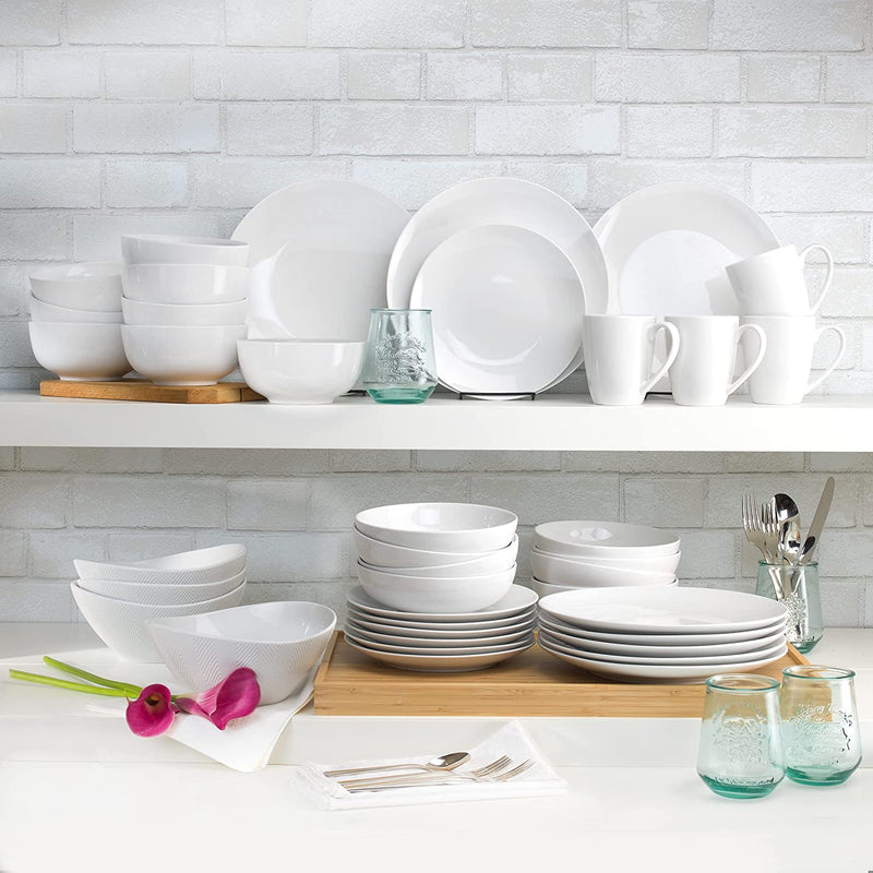 Euro Ceramica Essential Collection Porcelain Dinnerware and Serveware, 16 Piece Set, Service for 4, Classic White Home & Garden > Kitchen & Dining > Tableware > Dinnerware Euro Ceramica Inc   