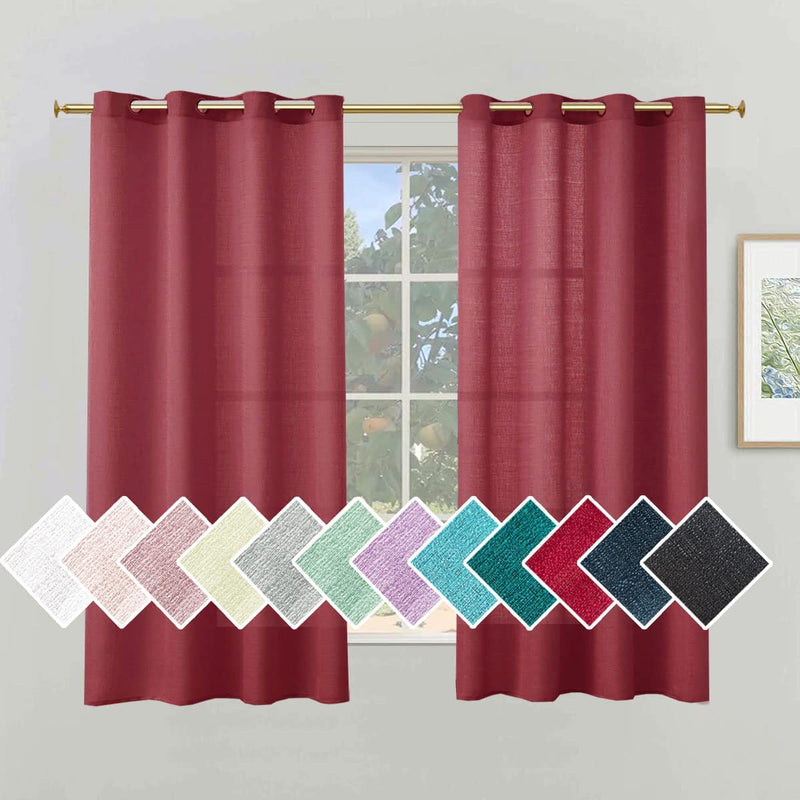 SOFJAGETQ Light Grey Sheer Curtains, Linen Look Semi Sheer Curtains 84 Inches Long, Grommet Light Filtering Casual Textured Privacy Curtains for Living Room, Bedroom, 2 Panels (Each 52 X 84 Inch Home & Garden > Decor > Window Treatments > Curtains & Drapes SOFJAGETQ Red 52W x 63L 