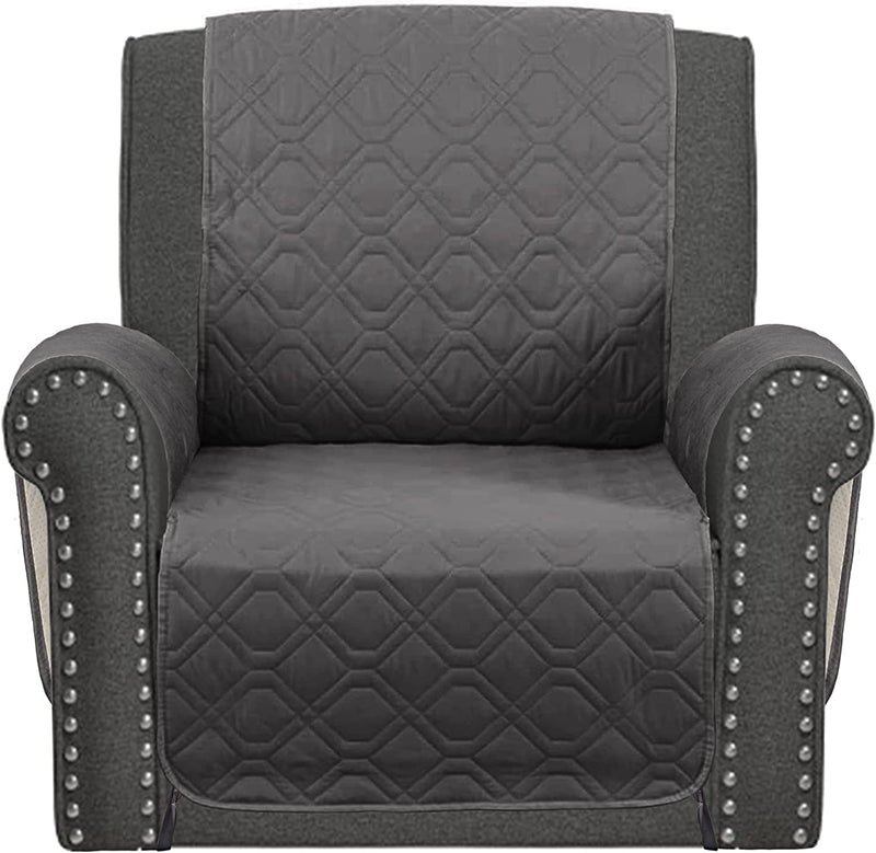 SOFTOWN Recliner Chair Covers Sofa Slipcover Non-Slip Chair Couch Cover Machine Washable Furniture Protector with Straps for Dogs Home & Garden > Decor > Chair & Sofa Cushions SOFTOWN Dark Grey 23inch Armchair 