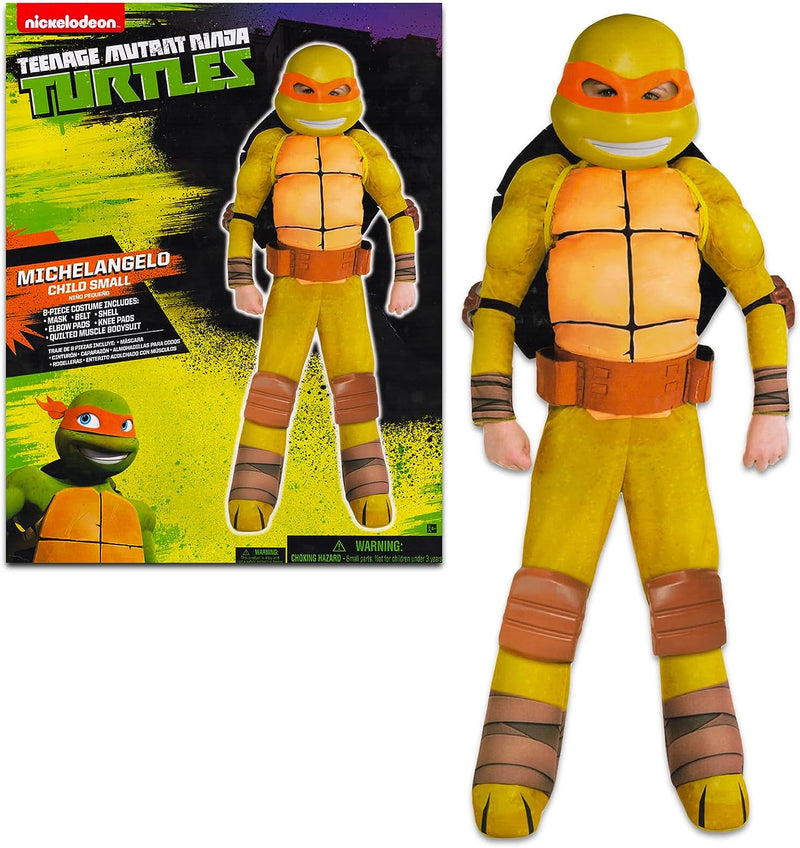Teenage Mutant Ninja Turtles Costumes for Boys - TMNT Halloween Costume for Kids with Muscle Bodysuit, Mask, Shell, More  Nickelodeon Michelangelo 4-6 