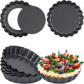 Suice 4 Inch Mini Tart Pan 8 Packs, Small round Quiche Pan with Removable Bottom Tart Mold Pie Pan Nonstick Bakeware Set Reusable for Oven Baking Desserts for Egg Tart, Cheese Tart - Black Home & Garden > Kitchen & Dining > Cookware & Bakeware Suice Black-A 4 Inch,8pcs 