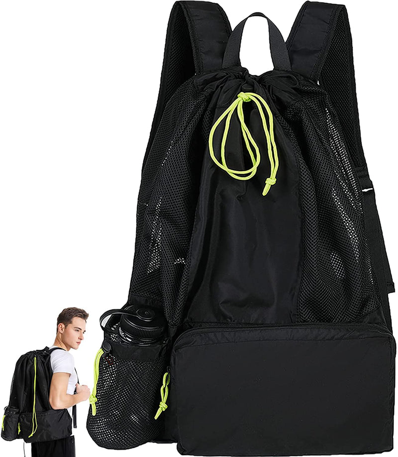 AHIBGRN Gym Drawstring Bags, Mesh Swim Bag, Swimming Bags for Swimmers, Large Beach Backpack, Mens Beach Bag Backpack Sporting Goods > Outdoor Recreation > Boating & Water Sports > Swimming MarvelousBag Black  