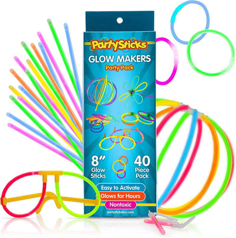 Partysticks Glow Sticks Party Supplies 1,000 Pack - 8 Inch Glow in the Dark Light up Sticks Party Favors, Glow Party Decorations, Neon Party Glow Necklaces and Glow Bracelets with Connectors  PartySticks Connector Pack  