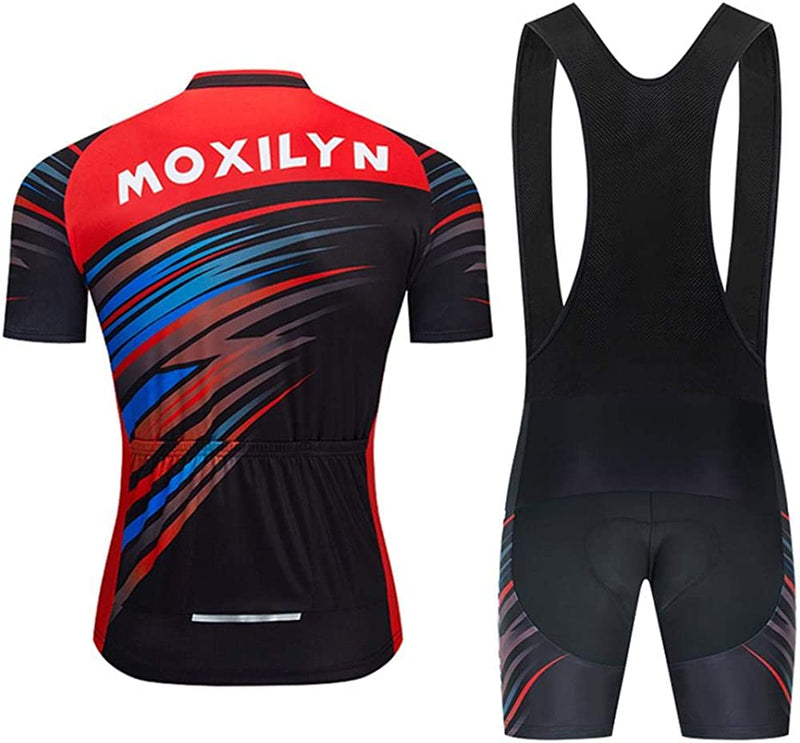MOXILYN Mens Cycling Jersey MTB Clothes Cycling Kit Bike Shirts and Cycling Bibs Short with 20D Gel Pad Biking Clothing Set Sporting Goods > Outdoor Recreation > Cycling > Cycling Apparel & Accessories MOXILYN   