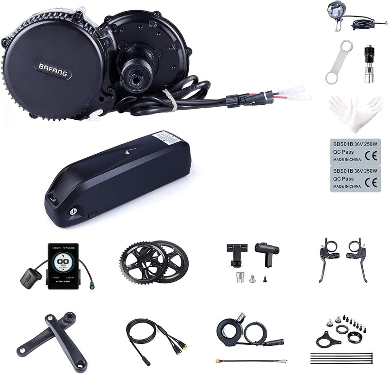 BAFANG BBS02B 48V 750W Mid Drive Electric Bike Motor Ebike Conversion Kit Mid-Mounted Engine for Mountain Bike Road Bicycle with Optional 48V 17.5Ah 18Ah and 48V 20Ah Battery Sporting Goods > Outdoor Recreation > Cycling > Bicycles BAFANG P860C color display 44T & 52V 19.2Ah Yingwu Down tube Battery 