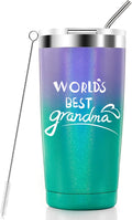 JERIO World'S Best Grandma, Gifts for Grandma,Mothers Day Gifts for Grandma,Birthday,Grandparents Day,Christmas Gifts for Grandma,20 Ounce Stainless Steel Tumbler with Lid Home & Garden > Kitchen & Dining > Tableware > Drinkware JERIO Glitter Mermaid  