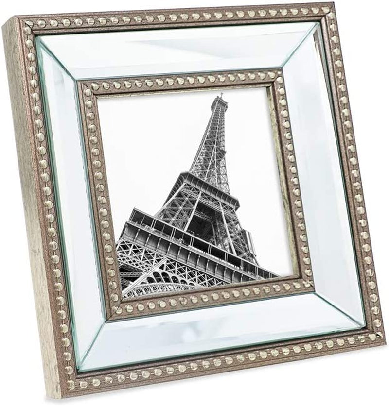 Isaac Jacobs 11X14 (8X10 Mat) Champagne Mirror Bead Picture Frame - Classic Mirrored Frame with Dotted Border Made for Wall Display, Photo Gallery and Wall Art (11X14 (8X10 Mat), Champagne) Home & Garden > Decor > Picture Frames Isaac Jacobs International Champagne 4x4 