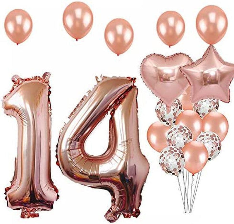 14Th Birthday Decorations Party Supplies, Jumbo Rose Gold Foil Balloons for Birthday Party Supplies,Anniversary Events Decorations and Graduation Decorations Sweet 14 Party,14Th Anniversary Arts & Entertainment > Party & Celebration > Party Supplies sunnylifyau   