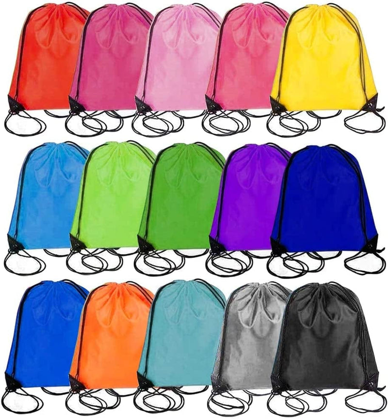 15 Drawstring Bags Backpack - Party Gift Bags & Sports String Bag for Gym, School, Travel Storage Organization…