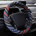 15 inch New Baja Blanket Car Steering Wheel Cover Universal Fit Most Cars Automotive Ethnic Style Coarse Flax Cloth Vehicles & Parts > Vehicle Parts & Accessories > Vehicle Maintenance, Care & Decor > Vehicle Decor > Vehicle Steering Wheel Covers AOTOMIO Drak blue Red  