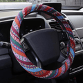 15 inch New Baja Blanket Car Steering Wheel Cover Universal Fit Most Cars Automotive Ethnic Style Coarse Flax Cloth Vehicles & Parts > Vehicle Parts & Accessories > Vehicle Maintenance, Care & Decor > Vehicle Decor > Vehicle Steering Wheel Covers AOTOMIO Orange Bule  
