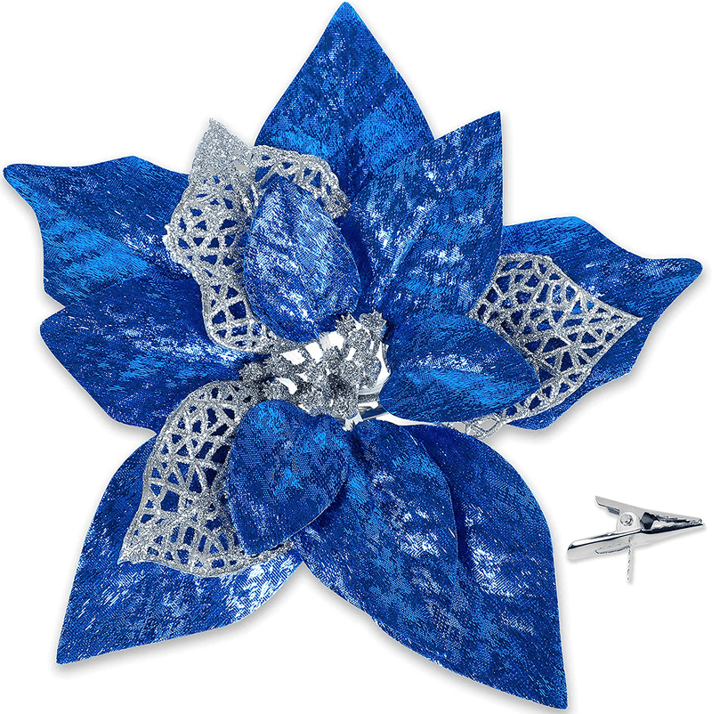 15 Pieces Christmas Glitter Artificial Poinsettia Flowers Artificial Wedding Flowers Decorations Xmas Tree Ornaments with Clips (Gold) Home & Garden > Decor > Seasonal & Holiday Decorations& Garden > Decor > Seasonal & Holiday Decorations Geefuun Blue  