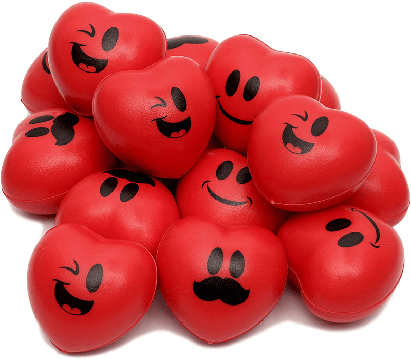 15 Valentines Day Heart Shaped Stress Relief 3“ Smiley Face Balls for Kids Party Favors, School Classroom Exchange Prizes Gift Home & Garden > Decor > Seasonal & Holiday Decorations JOYIN   