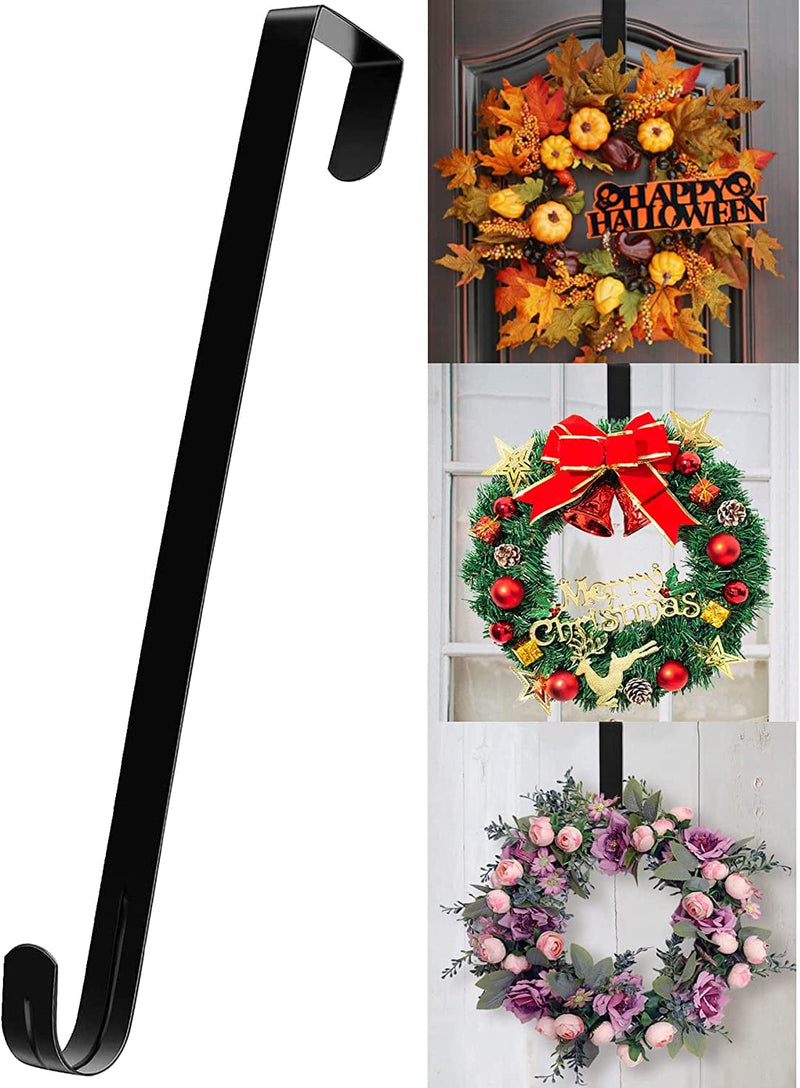 15" Wreath Hanger for Front Door - Halloween Christmas Easter Decoration Metal over the Door Single Hook Ornament Wreath Door Hanger (Black) Home & Garden > Decor > Seasonal & Holiday Decorations Komotu 15"-1 Pack  