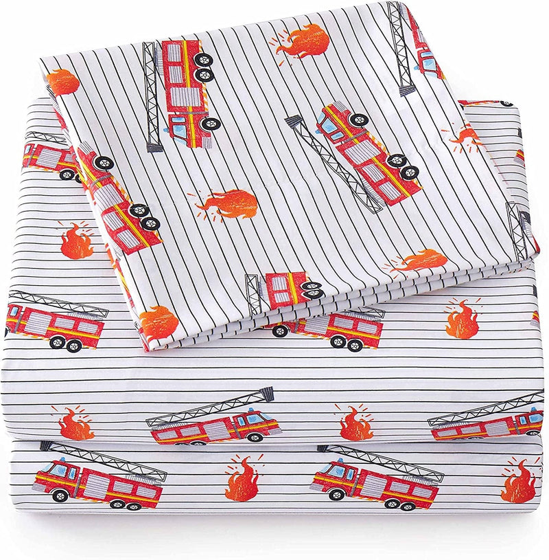 1500 Supreme Kids Bed Sheet Collection - Fun Colorful and Comfortable Boys and Girls Toddler Sheet Sets - Deep Pocket Wrinkle Free Soft and Cozy Bedding - Full, Construction Home & Garden > Linens & Bedding > Bedding Sweet Home Collection Fire Engine Full 