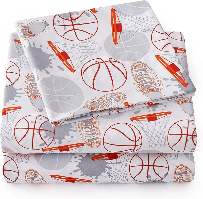 1500 Supreme Kids Bed Sheet Collection - Fun Colorful and Comfortable Boys and Girls Toddler Sheet Sets - Deep Pocket Wrinkle Free Soft and Cozy Bedding - Full, Construction Home & Garden > Linens & Bedding > Bedding Sweet Home Collection Basketball Twin 