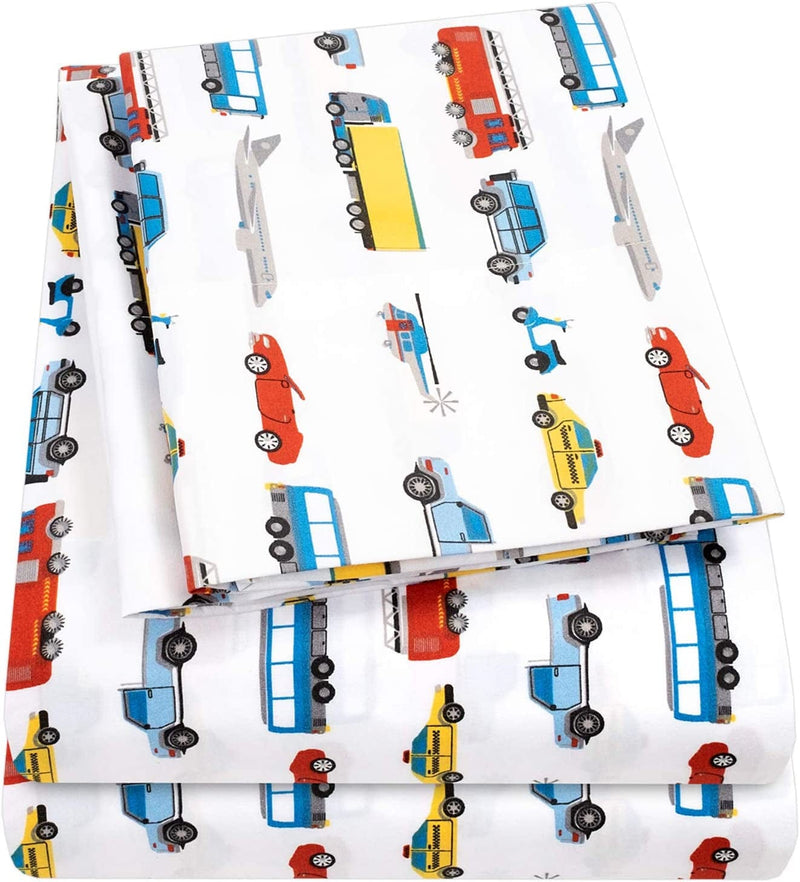 1500 Supreme Kids Bed Sheet Collection - Fun Colorful and Comfortable Boys and Girls Toddler Sheet Sets - Deep Pocket Wrinkle Free Soft and Cozy Bedding - Full, Construction Home & Garden > Linens & Bedding > Bedding Sweet Home Collection Transportation Twin XL 