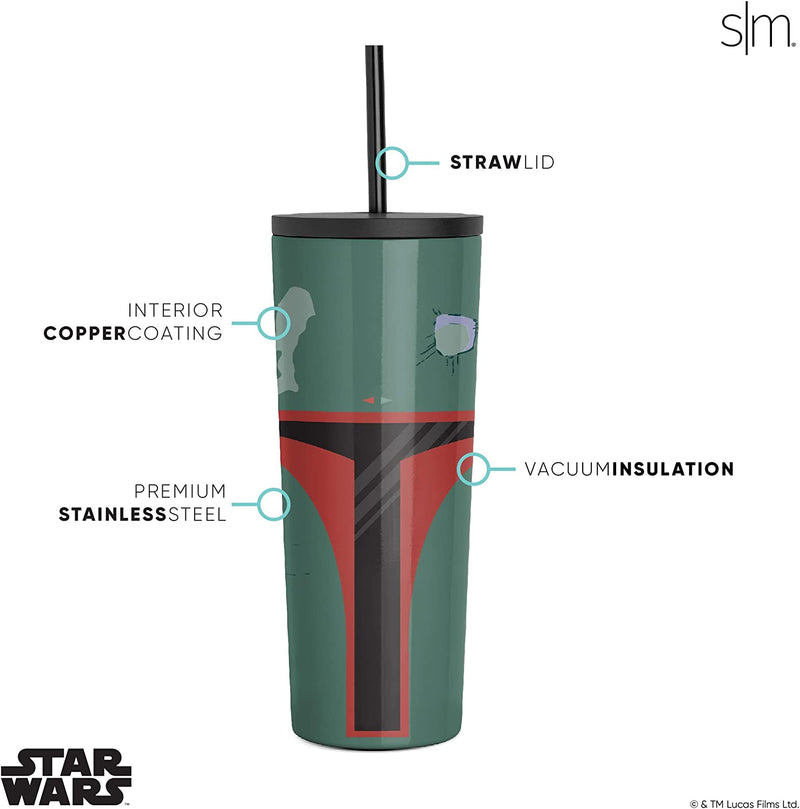 Simple Modern Star Wars Character Insulated Tumbler Cup with Flip Lid and Straw Lid | Reusable Stainless Steel Water Bottle Iced Coffee Travel Mug | Classic Collection | 24Oz Boba Fett Bonds Home & Garden > Kitchen & Dining > Tableware > Drinkware Simple Modern   
