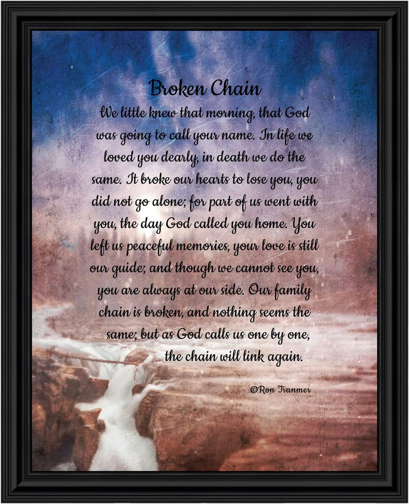 Sympathy Gift in Memory of Loved One, Memorial Picture Frames for Loss of Loved One, Memorial Grieving Gifts, Condolence Card, Bereavement Gifts for Loss of Mother, Father, Broken Chain Frame, 6382BW Home & Garden > Decor > Picture Frames Crossroads Home Décor Black 11x14 
