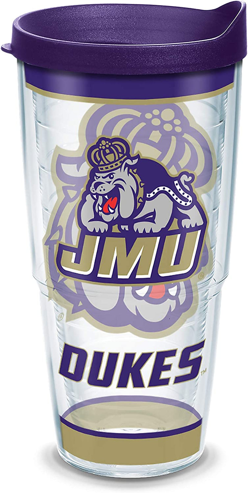 Tervis Made in USA Double Walled James Madison University JMU Dukes Insulated Tumbler Cup Keeps Drinks Cold & Hot, 24Oz - Black Lid, Primary Logo Home & Garden > Kitchen & Dining > Tableware > Drinkware Tervis Tradition 24oz 