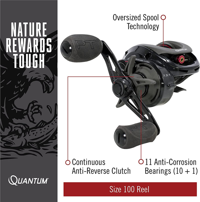 Quantum Smoke Baitcast Fishing Reel, Size 100 Reel, Large EVA Handle Knobs and Continuous Anti-Reverse Clutch, 10+1 Bearings, Black Sporting Goods > Outdoor Recreation > Fishing > Fishing Reels Zebco   