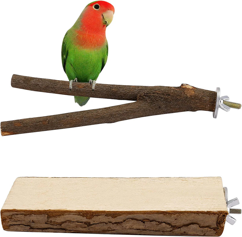 Mogoko Natural Wood Bird Perch Stand, Hanging Multi Branch Perch for Parrots, Parakeets Cockatiels, Conures, Macaws, Love Birds, Finches (Style 5)
