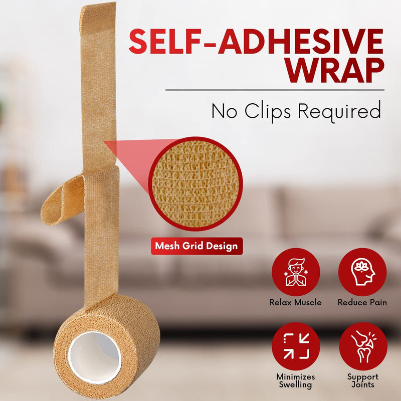 HEALQU Self Adhesive Bandage Wrap – 2" X 5Yd Cohesive Tape for Athletic & Sports - Self Adherent Medical Tape, Flexible, Waterproof Elastic Bandages for Wrist & Ankle Vet Wrap for Dogs (Box of 12) Sporting Goods > Outdoor Recreation > Winter Sports & Activities Healqu   