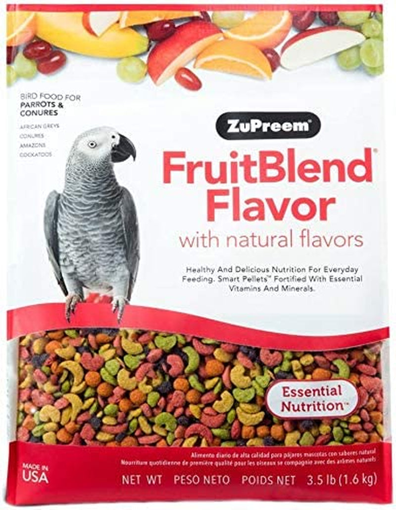 Zupreem Fruitblend Flavor Pellets Bird Food for Parrots and Conures, 3.5 Lb - Daily Blend Made in USA for Caiques, African Greys, Senegals, Amazons, Eclectus, Small Cockatoos Animals & Pet Supplies > Pet Supplies > Bird Supplies > Bird Food ZuPreem   