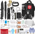 152Pcs Emergency Survival Kit and First Aid Kit, Professional Survival Gear Tool with Tactical Molle Pouch and Emergency Tent for Earthquake, Outdoor Adventure, Camping, Hiking, Hunting Sporting Goods > Outdoor Recreation > Camping & Hiking > Camping Tools Taimasi Dark Black  