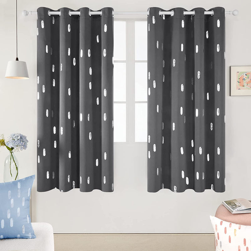 Deconovo Curtains Blue - Blackout Curtains 84 Inch Length 2 Panels, Silver Printed Room Darkening Curtains Grommet, Living Room Thermal Insulated Curtain Drapes, Sliding Door Curtains 52*84 Inch Home & Garden > Decor > Window Treatments > Curtains & Drapes Deconovo Grey W52 x L72 Inch 