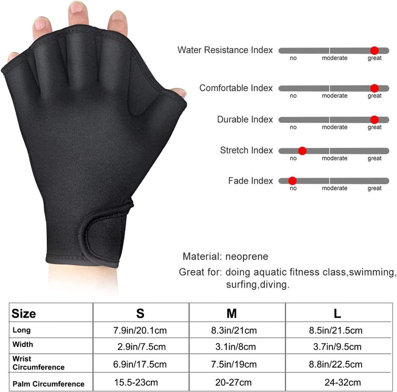 Water Gloves Swimming Webbed Gloves Used to Help Upper Body Resistance Suitable for Water Sports Swimming and Swimming Training