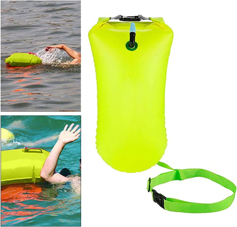 Swimming Training Equipment Swimming Buoy Tow Float Dry Bag Double Air Bag with Waist Belt for Swimming Water Sport Safety Bag for Children and Adults Sporting Goods > Outdoor Recreation > Boating & Water Sports > Swimming GuangPingXianChuXingWuJinBaiHuoJingYingB   