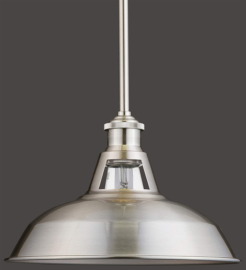 Olivera 10.5 Inch Metal Pendant Light | Brushed Nickel Pendant Lighting for Kitchen Island with LED Bulb LL-P833-1BN Home & Garden > Lighting > Lighting Fixtures Linea di Liara   