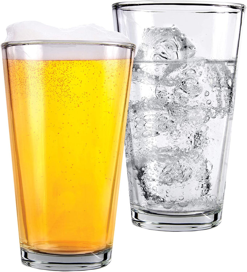 Clear Glass Beer Cups – 4 Pack – All Purpose Drinking Tumblers, 16 Oz – Elegant Design for Home and Kitchen – Lead and BPA Free, Great for Restaurants, Bars, Parties – by Kitchen Lux Home & Garden > Kitchen & Dining > Tableware > Drinkware Kitchen Lux 2  