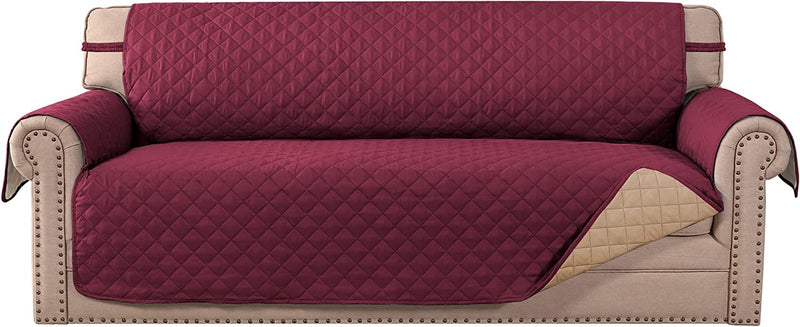 Meillemaison Sofa Slipcovers Reversible Quilted Chair Cover Water Resistant Furniture Protector with Elastic Straps for Pets/ Kids/ Dog(Chair, Black/Grey) (MMCLKSFD01C6) Home & Garden > Decor > Chair & Sofa Cushions MeilleMaison Wine/Tan Sofa 