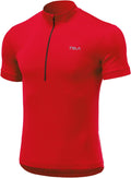TSLA Men'S Short Sleeve Bike Cycling Jersey, Quick Dry Breathable Reflective Biking Shirts with 3 Rear Pockets Sporting Goods > Outdoor Recreation > Cycling > Cycling Apparel & Accessories TSLA Cycle Short Sleeve Red XX-Large 