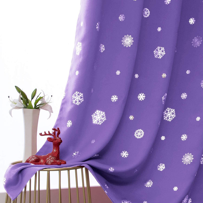 LORDTEX Snowflake Foil Print Christmas Curtains for Living Room and Bedroom - Thermal Insulated Blackout Curtains, Noise Reducing Window Drapes, 52 X 63 Inches Long, Dark Grey, Set of 2 Curtain Panels Home & Garden > Decor > Window Treatments > Curtains & Drapes LORDTEX Lilac 52 x 84 inch 