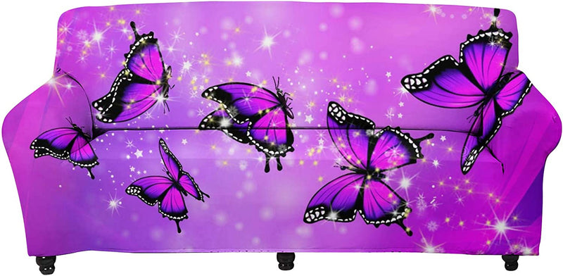 Doginthehole African Ethnic Style Sofa Slipcover Stretch Sofa Slipcover,Non Slip Fabric Couch Covers for Sectional Sofa Cushion Covers Furniture Protector Home & Garden > Decor > Chair & Sofa Cushions doginthehole Purple Butterfly Small 