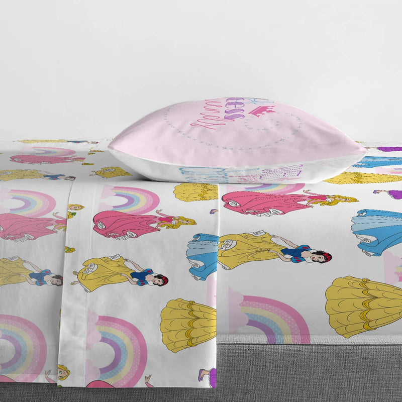 Disney Princess Rainbow 5 Piece Twin Bed Set - Includes Comforter & Sheet Set - Bedding Features Aurora, Belle, & Cinderella - Super Soft Fade Resistant Microfiber (Official Disney Product) Home & Garden > Linens & Bedding > Bedding Jay Franco   