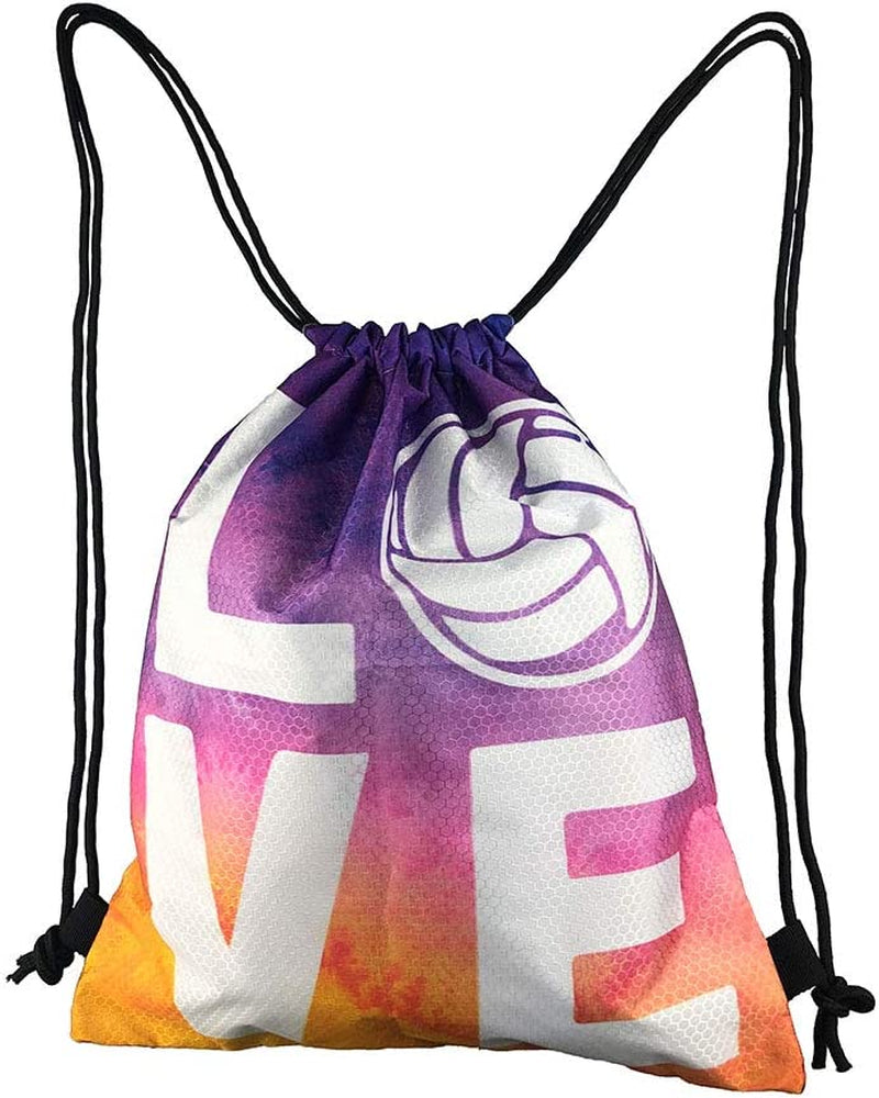 Love Volleyball Unisex Drawstring Backpack Bag Sport Gym Travel Sackpack Home & Garden > Household Supplies > Storage & Organization YISHOW   