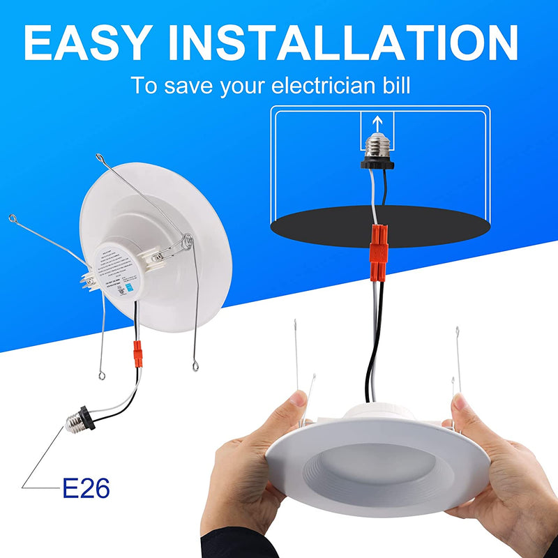 Energetic 5/6 Inch LED Recessed Lighting, 1000LM, 3000K Warm White Downlight, 12W=150W, Dimmable LED Can Light, Damp Rated, Simple Retrofit Installation, Energy Star & ETL Listed, 12 Pack Home & Garden > Lighting > Flood & Spot Lights YANKON   