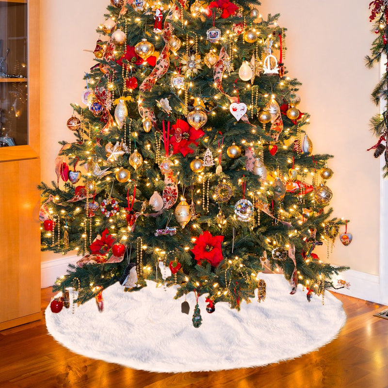 Christmas Tree Skirt Christmas Decorations for Merry Christmas Party 48Inch Plush Tree Skirt Home & Garden > Decor > Seasonal & Holiday Decorations > Christmas Tree Skirts MetMetalrt   
